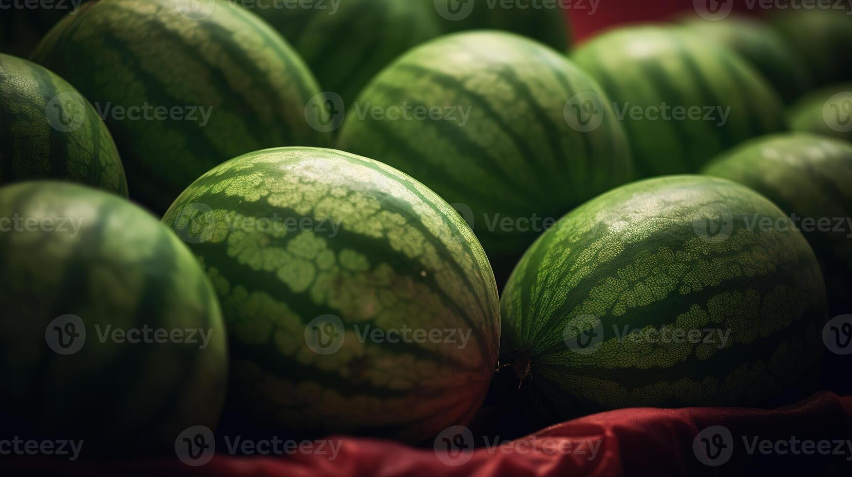 realista foto do uma grupo do melancias. topo Visão fruta cenário. ai gerado