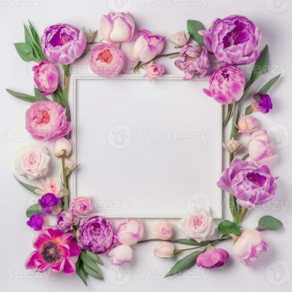 foto quadro, Armação do flores Casamento conceito com flores para a Projeto do cumprimento cartões ou convites.