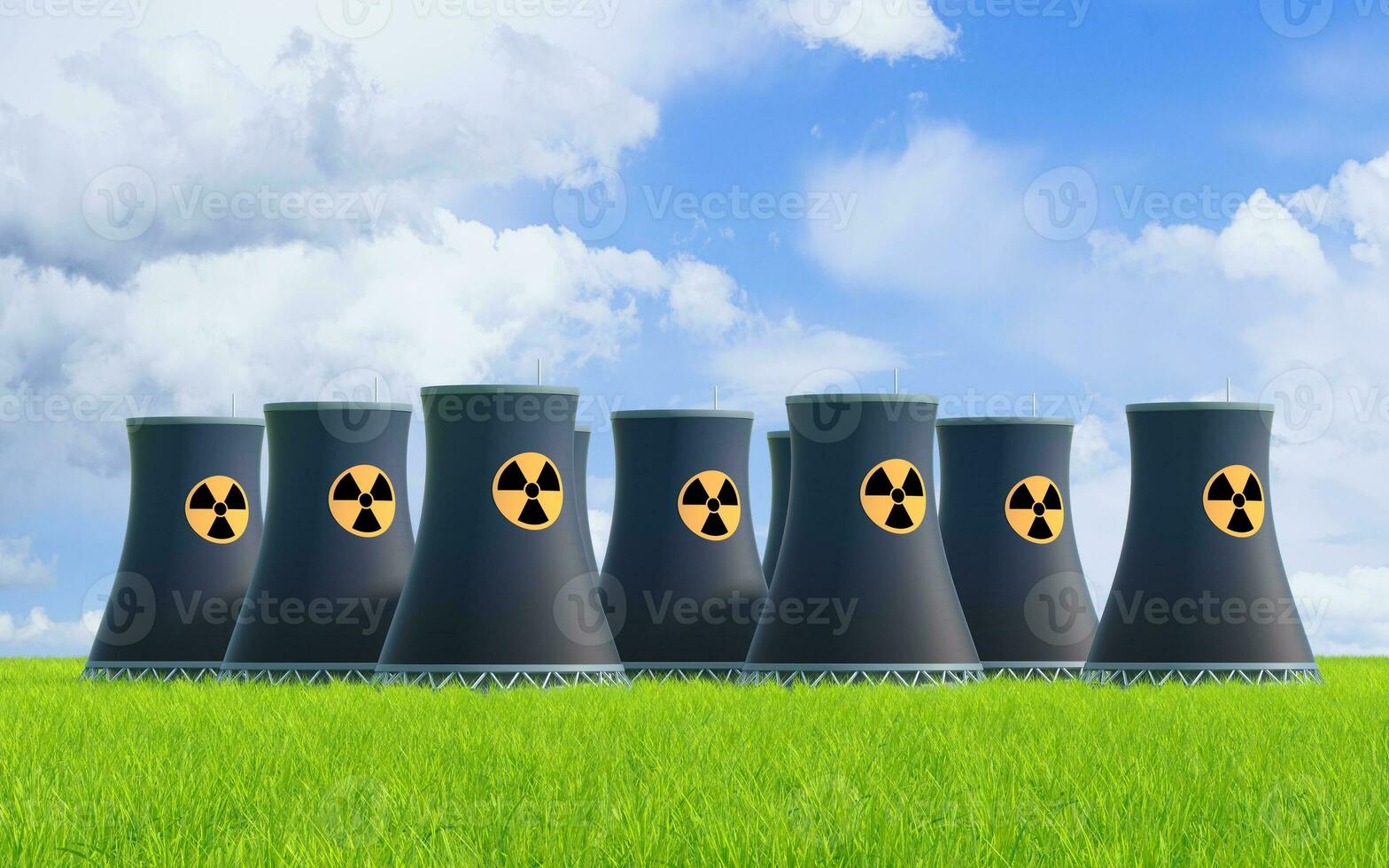 nuclear energia, Recursos e indústria, 3d Renderização. foto