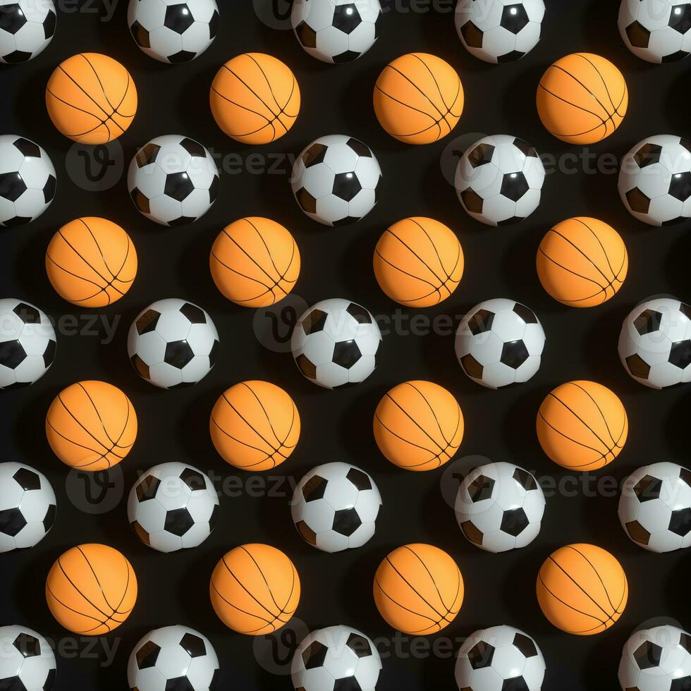 recorrente Esportes bola padronizar com Preto fundo, 3d Renderização. foto