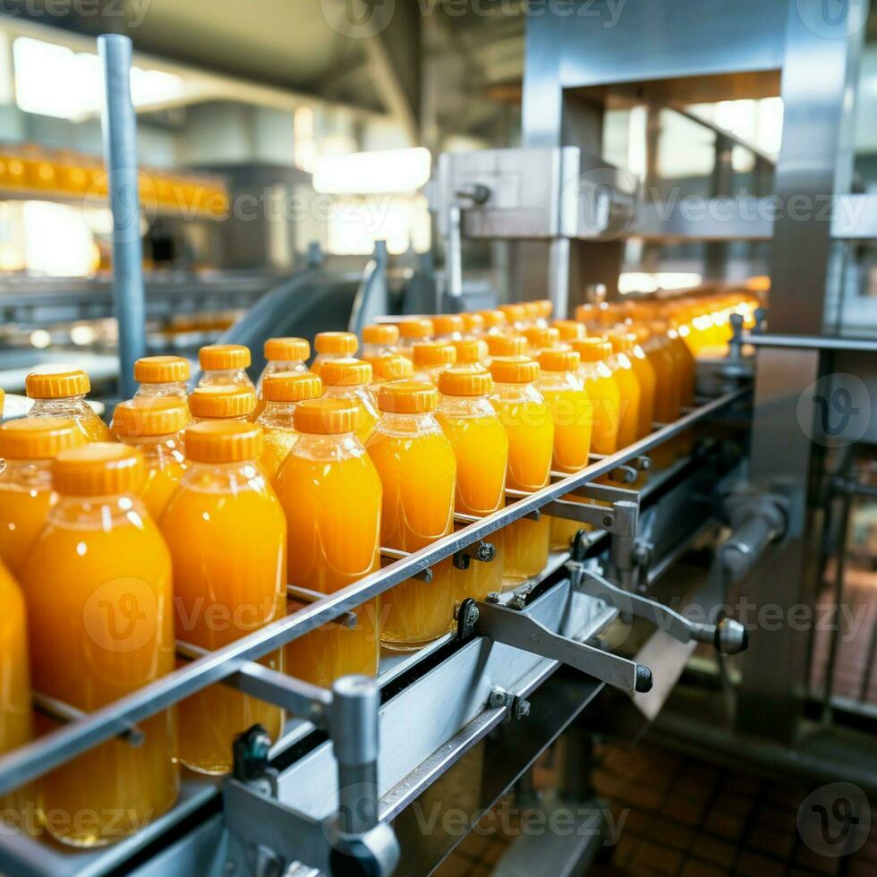 beber fábrica Produção linha fruta suco bebida produtos às transportador cinto foto