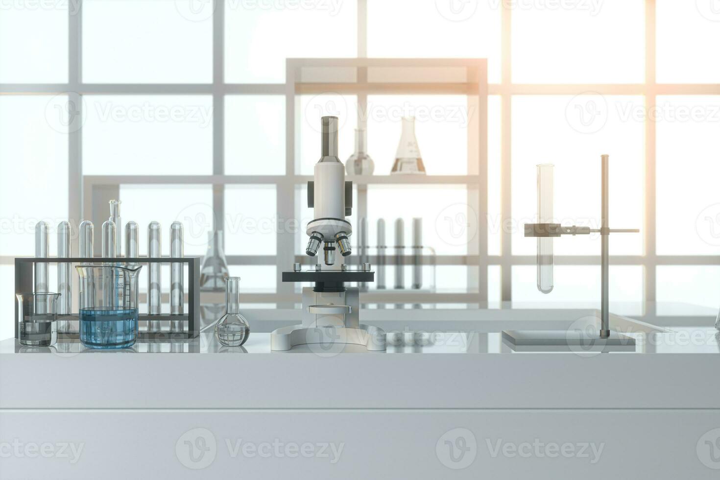 experimental aparelho com a esvaziar laboratório, branco plano de fundo,3d Renderização. foto