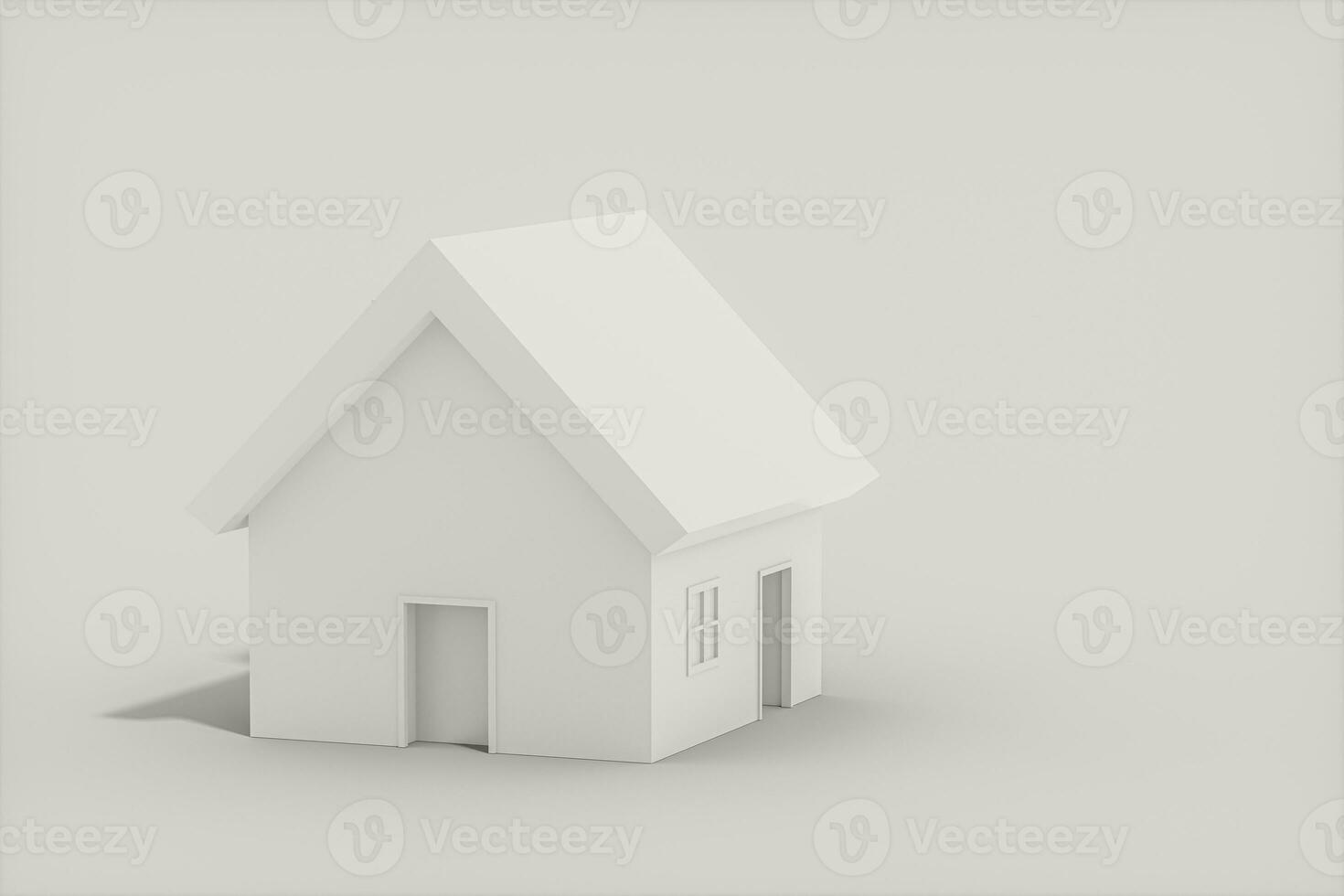 branco pequeno casa modelo com branco fundo, 3d Renderização. foto