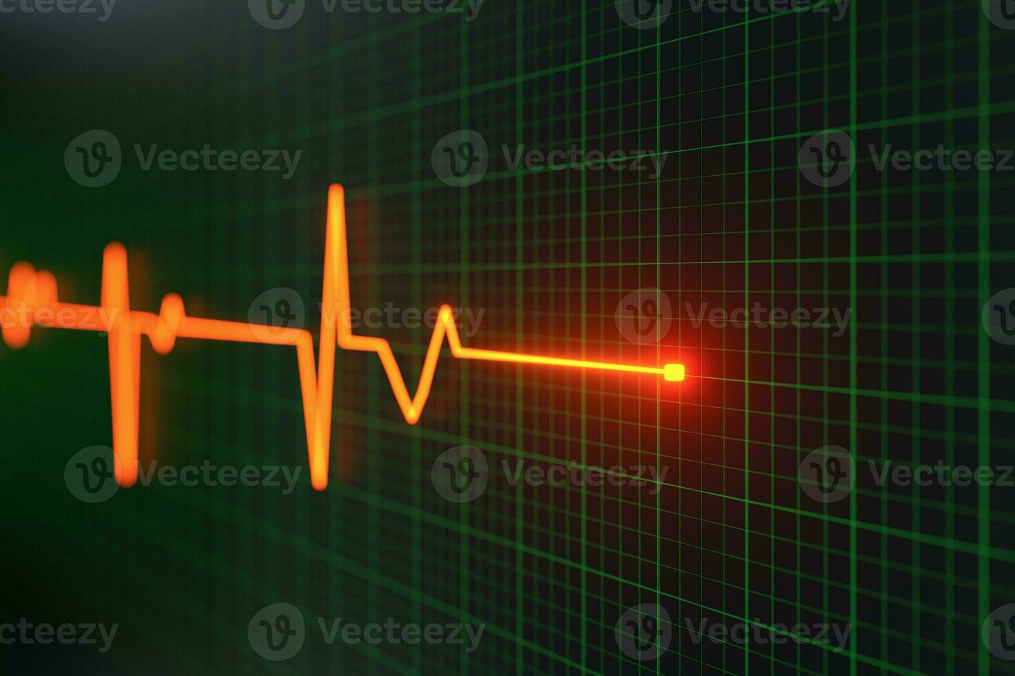 brilhando digital batimento cardiaco linha refletindo em a monitor, 3d Renderização. foto