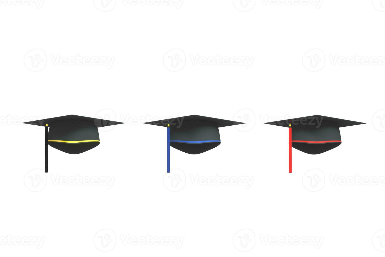 graduado chapéu com branco fundo, 3d Renderização. foto