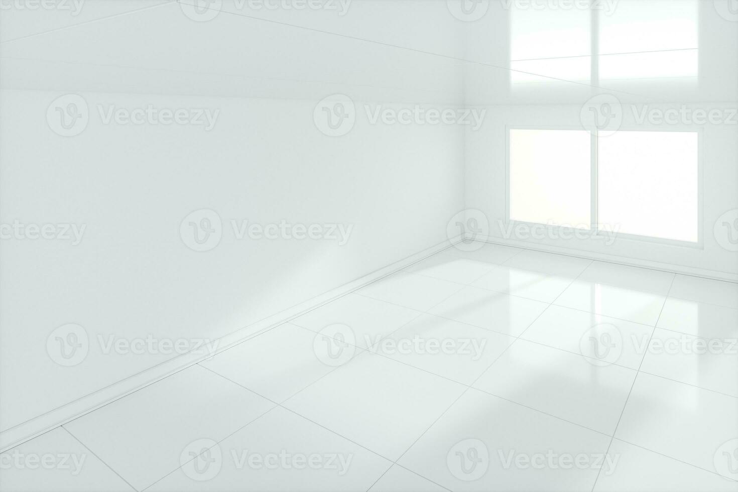 a branco esvaziar quarto com luz solar chegando a partir de a janela, 3d Renderização. foto