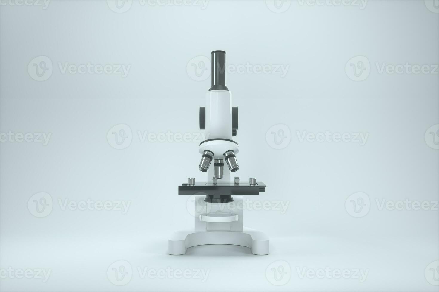 microscópio com branco plano de fundo, abstrato concepção,3d Renderização. foto