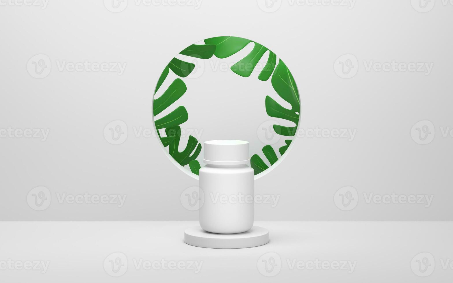 monstera plantas e médico garrafa, 3d Renderização. foto