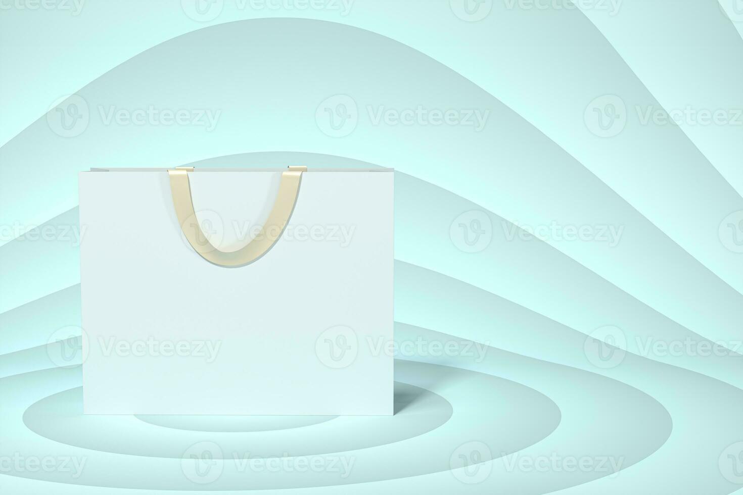 papel compras bolsa, produtos embalagem, 3d Renderização. foto