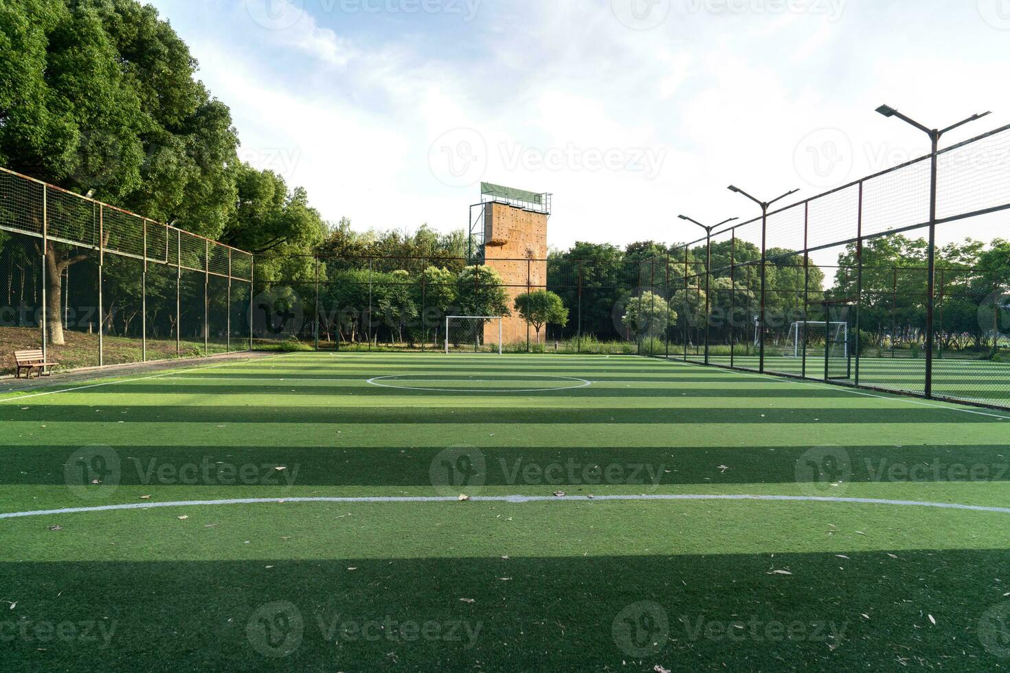 a futebol campo dentro uma público parque. foto