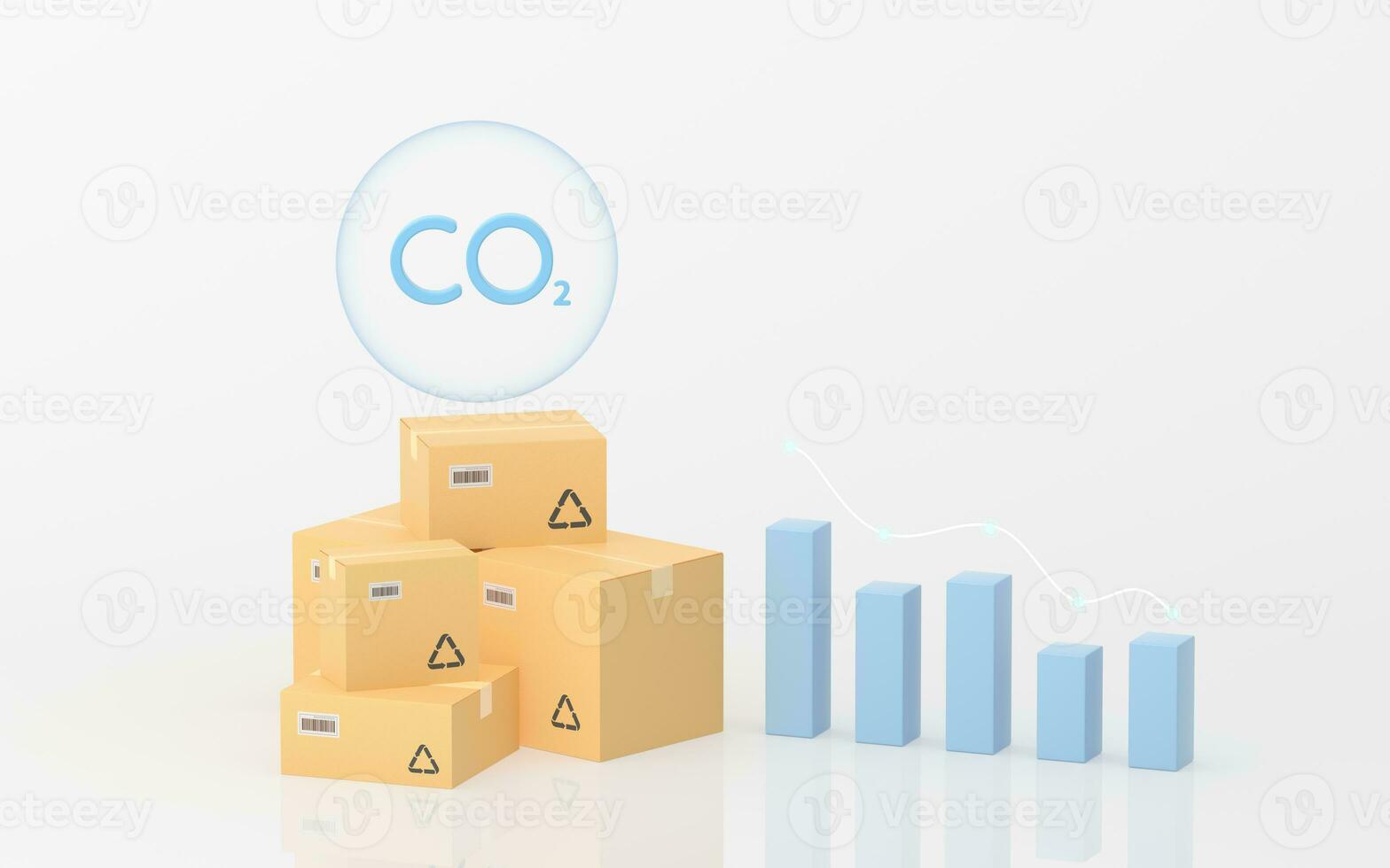 carbono emissões e logística, 3d Renderização. foto