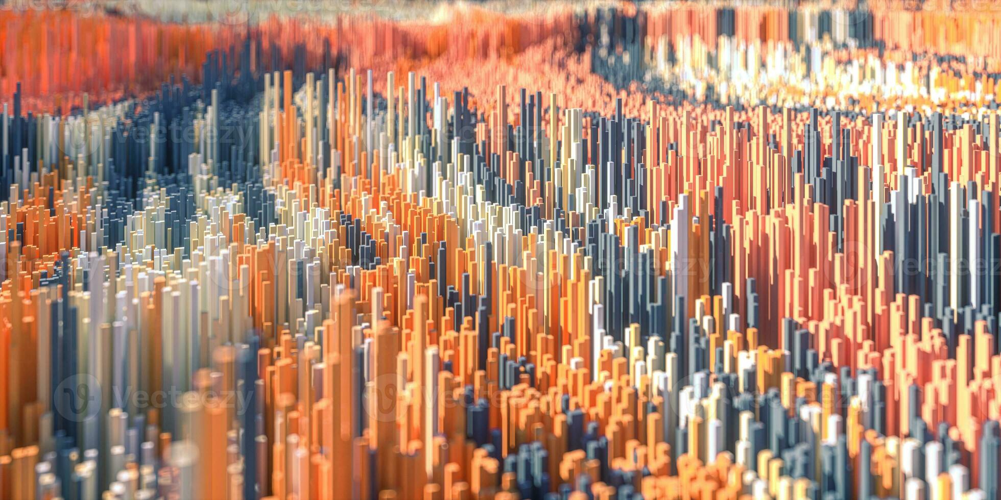 Alto densidade pixel cubos paisagem, 3d Renderização. foto