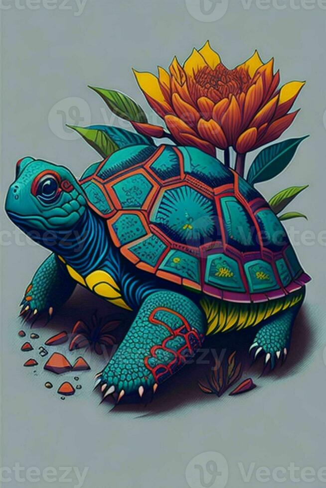 uma detalhado ilustração do uma tartaruga para uma camiseta projeto, papel de parede, e moda foto