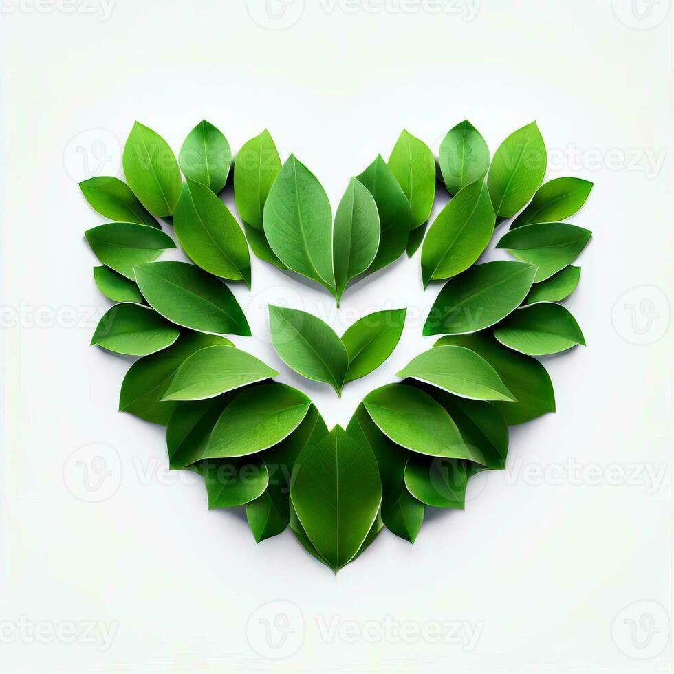 botânico simetria, uma coração do folhas, generativo ai foto