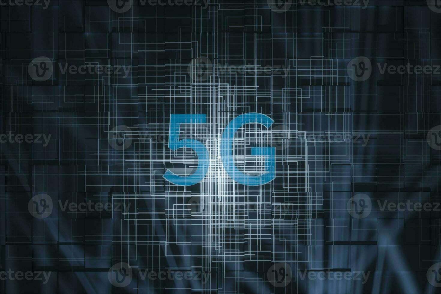 3d Renderização, 5g Fonte e o circuito fundo foto