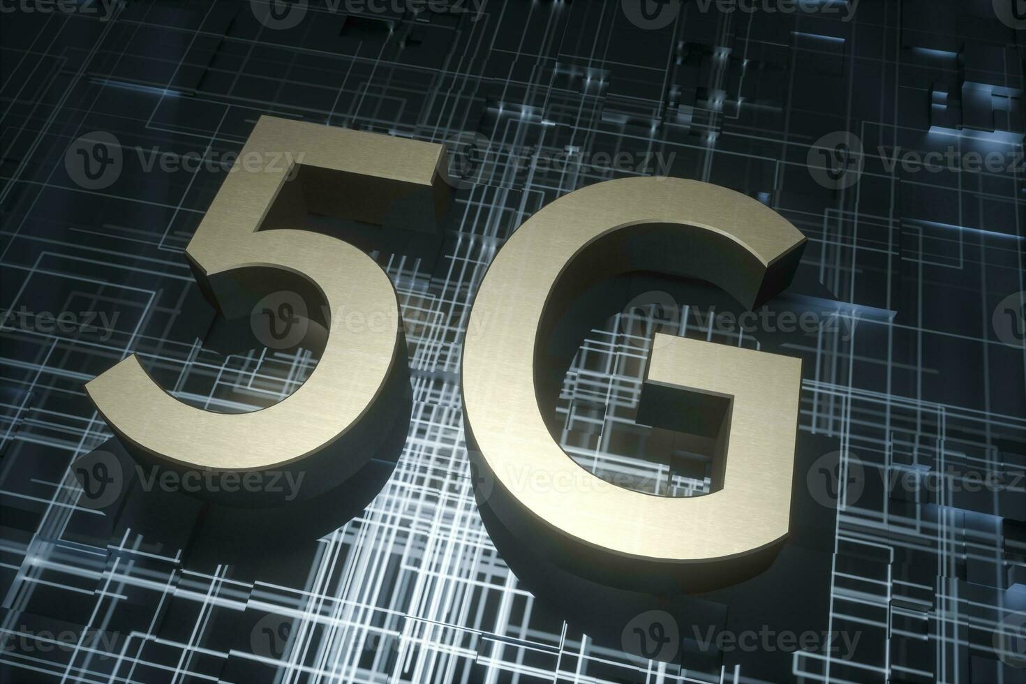 3d Renderização, 5g Fonte e o circuito fundo foto