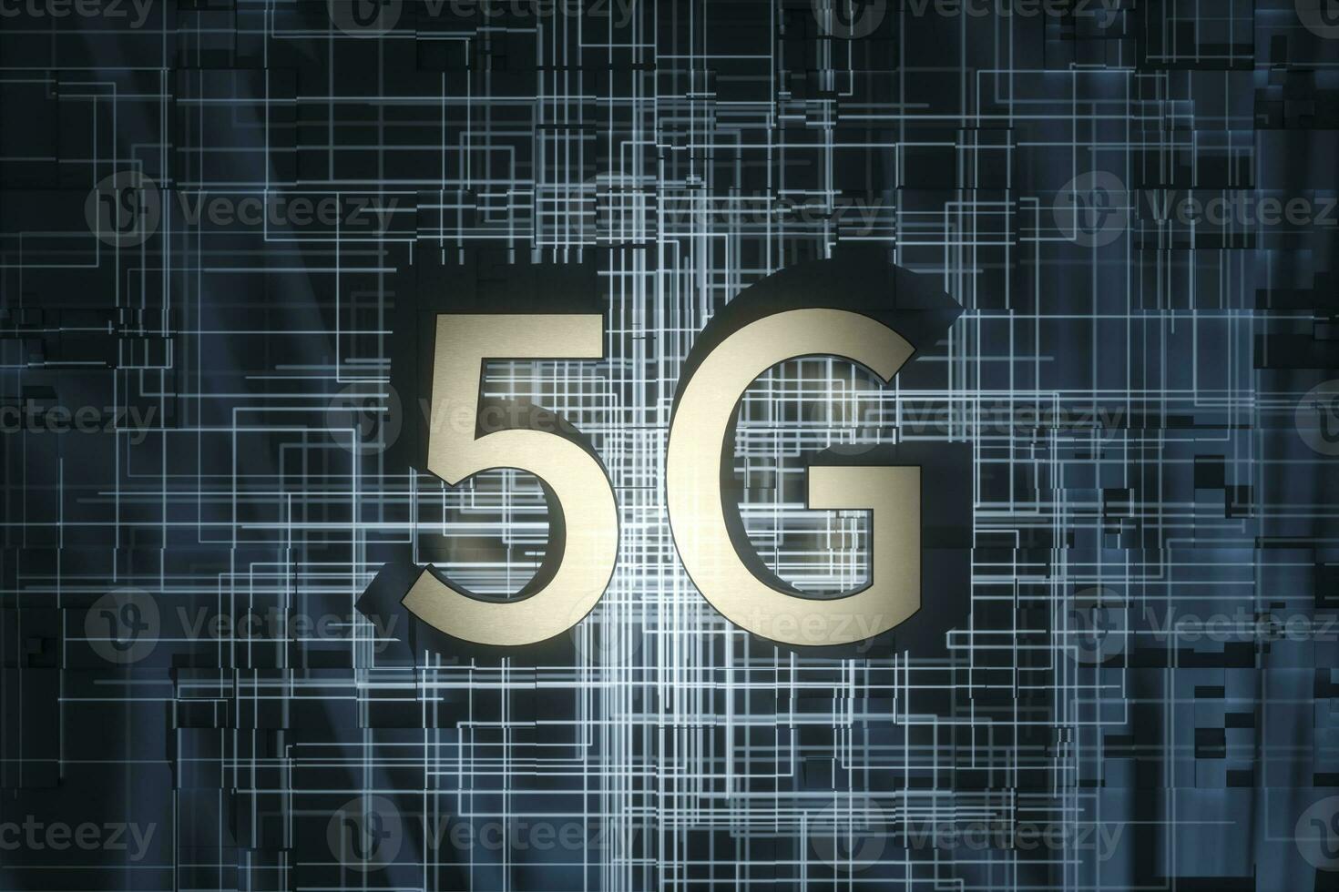 3d Renderização, 5g Fonte e o circuito fundo foto