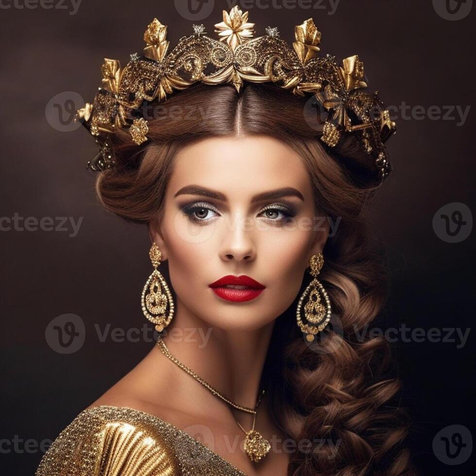 trazer para vida uma cativante imagem do uma mulher com uma trançado coroa Penteado, exalando elegância e graça, generativo ai. foto