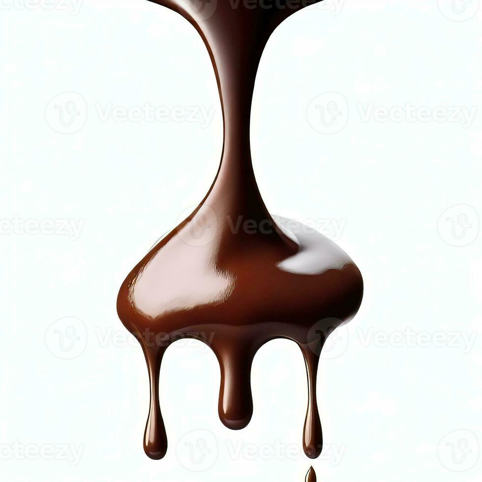 derramando chocolate gotejamento isolado em transparente ou branco fundo, png generativo ai foto