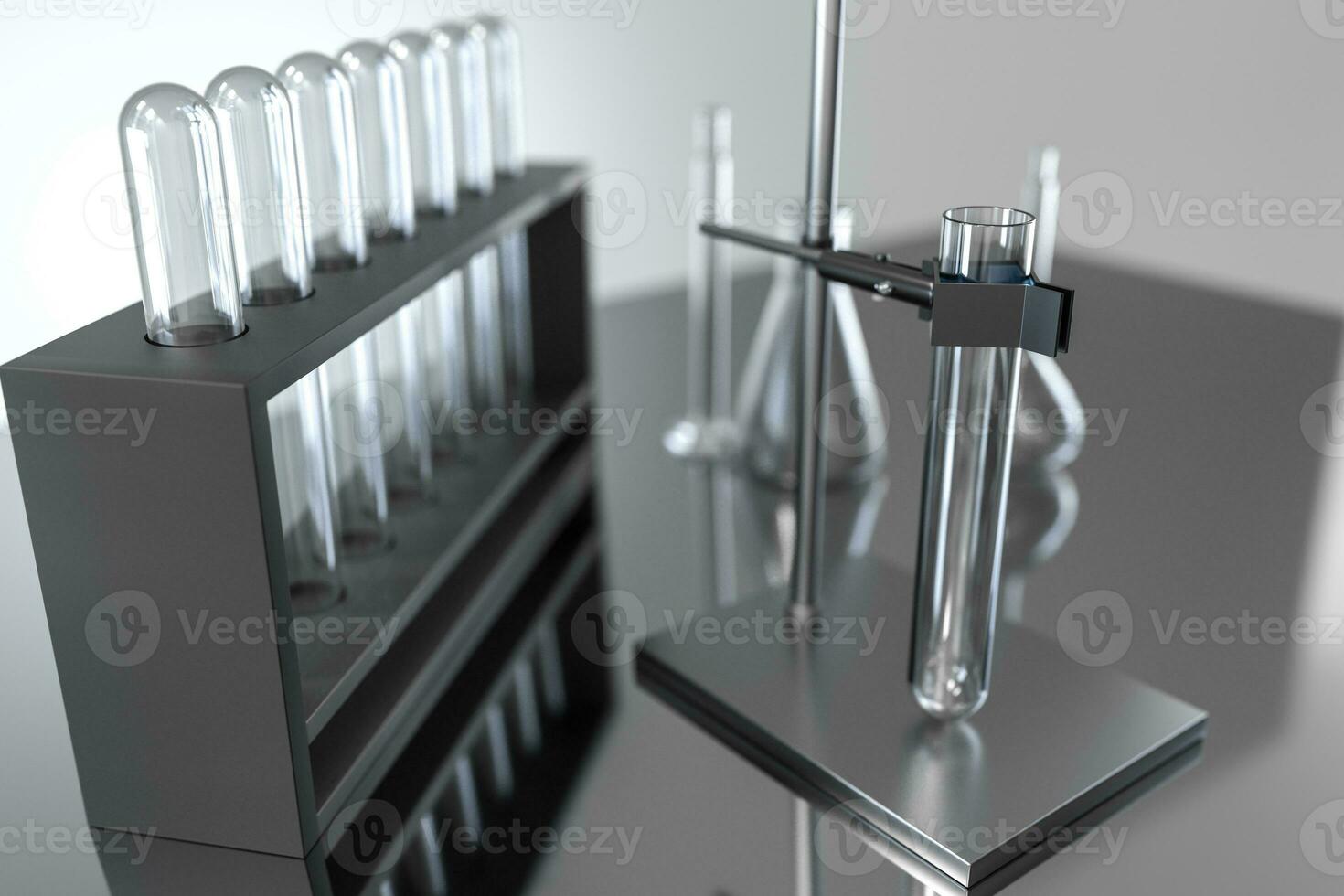 químico teste tubo dentro a laboratório, 3d Renderização. foto