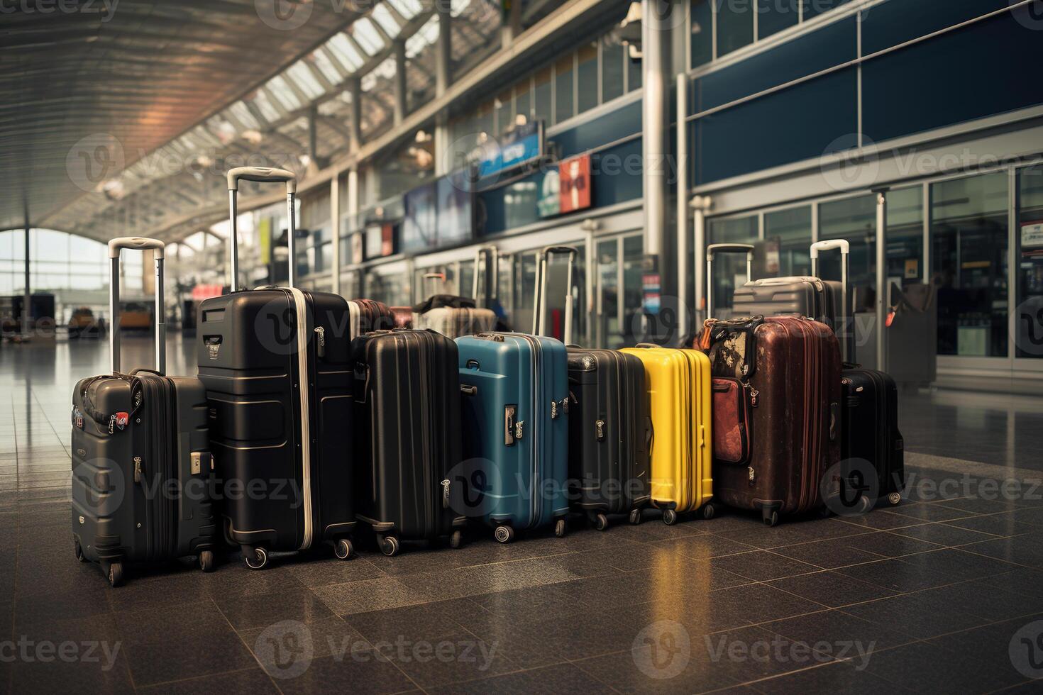 malas dentro aeroporto ai generativo foto