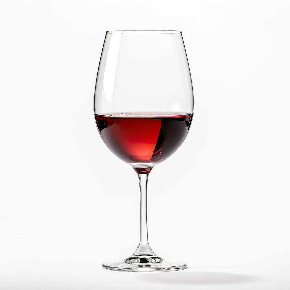vidro do vermelho vinho lado Visão isolado em uma branco fundo foto