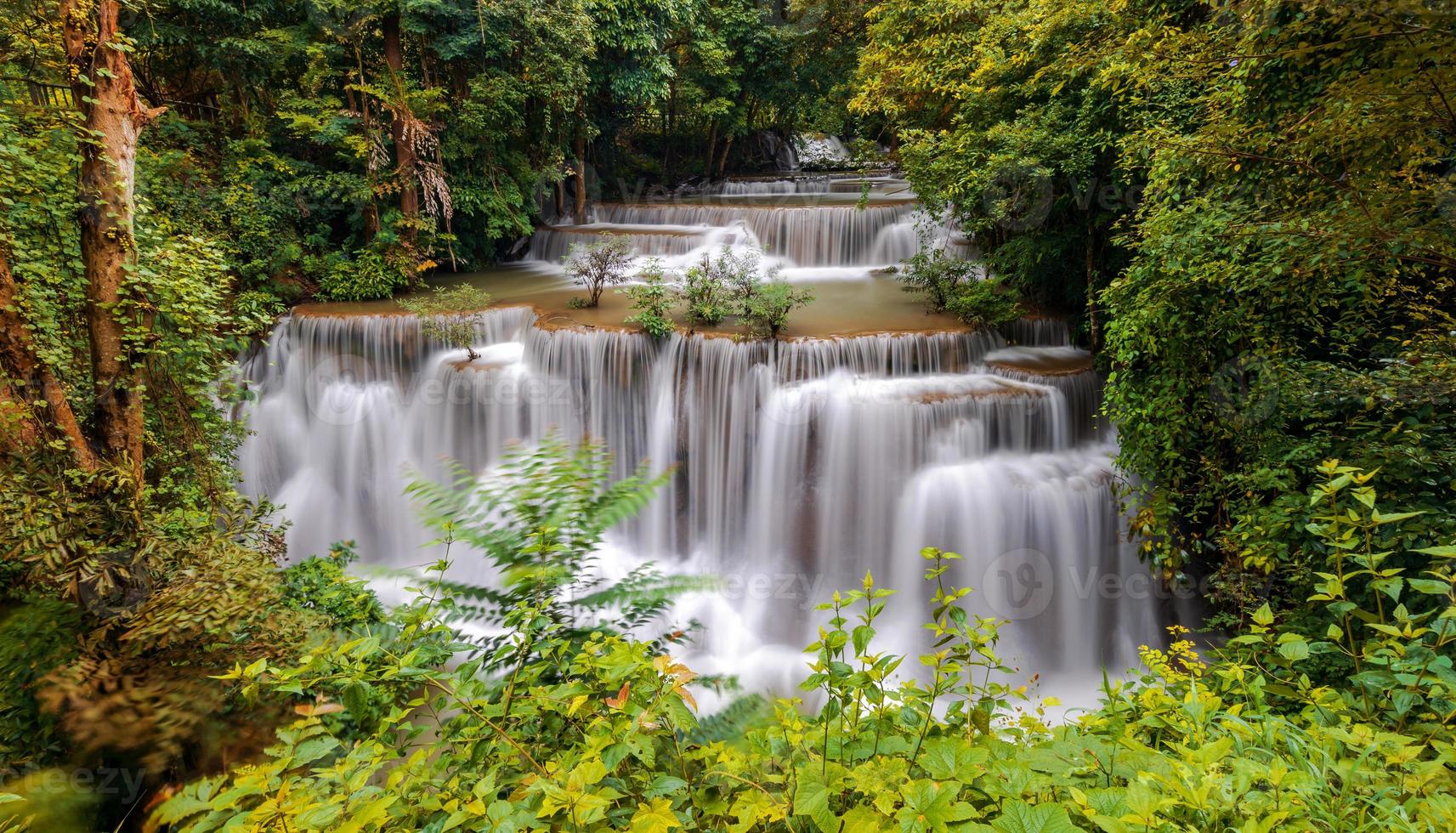 bela cachoeira em floresta densa foto