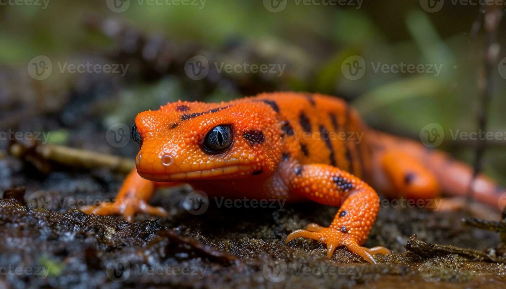 uma fofa verde sapo rastejando em uma molhado folha gerado de ai foto