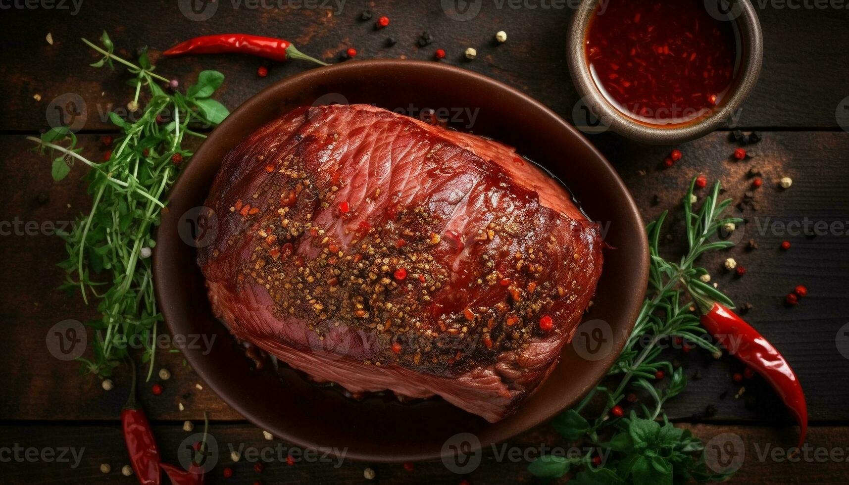 frescor e especiaria realçar a gourmet bife gerado de ai foto