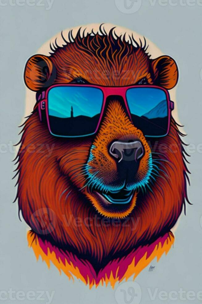 uma detalhado ilustração do uma capivara para uma camiseta projeto, papel de parede, e moda foto