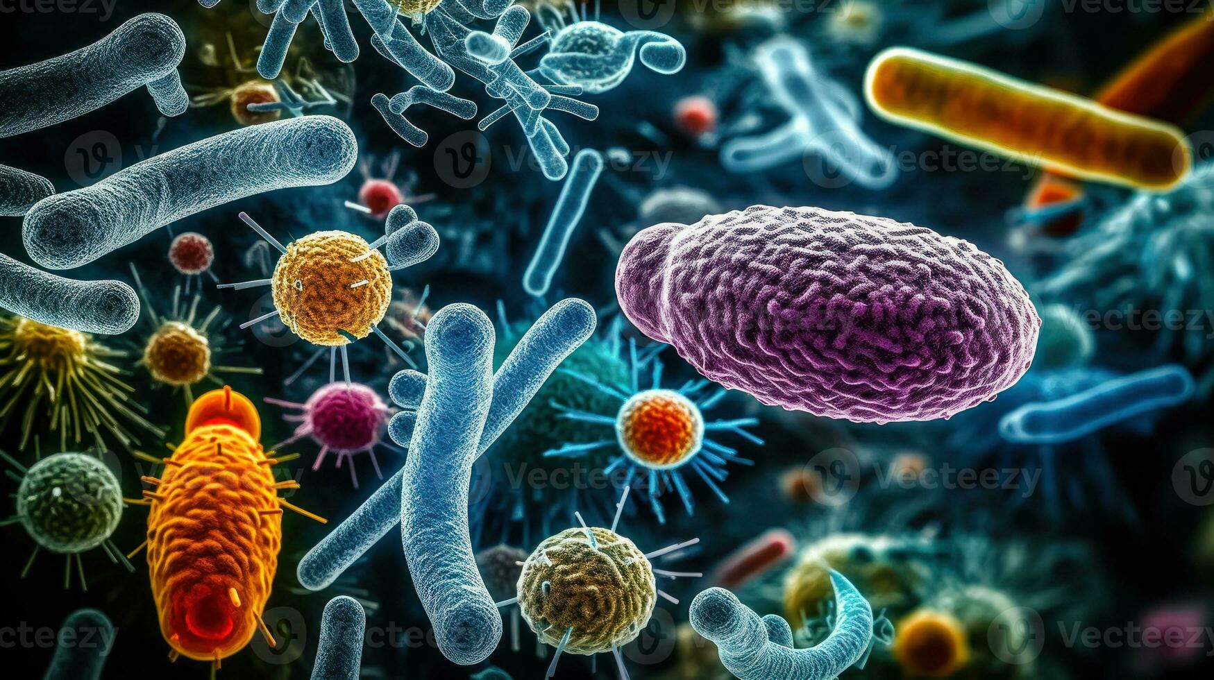 micróbios e vírus - explorando a despercebidas mundo do Ciência - generativo ai foto