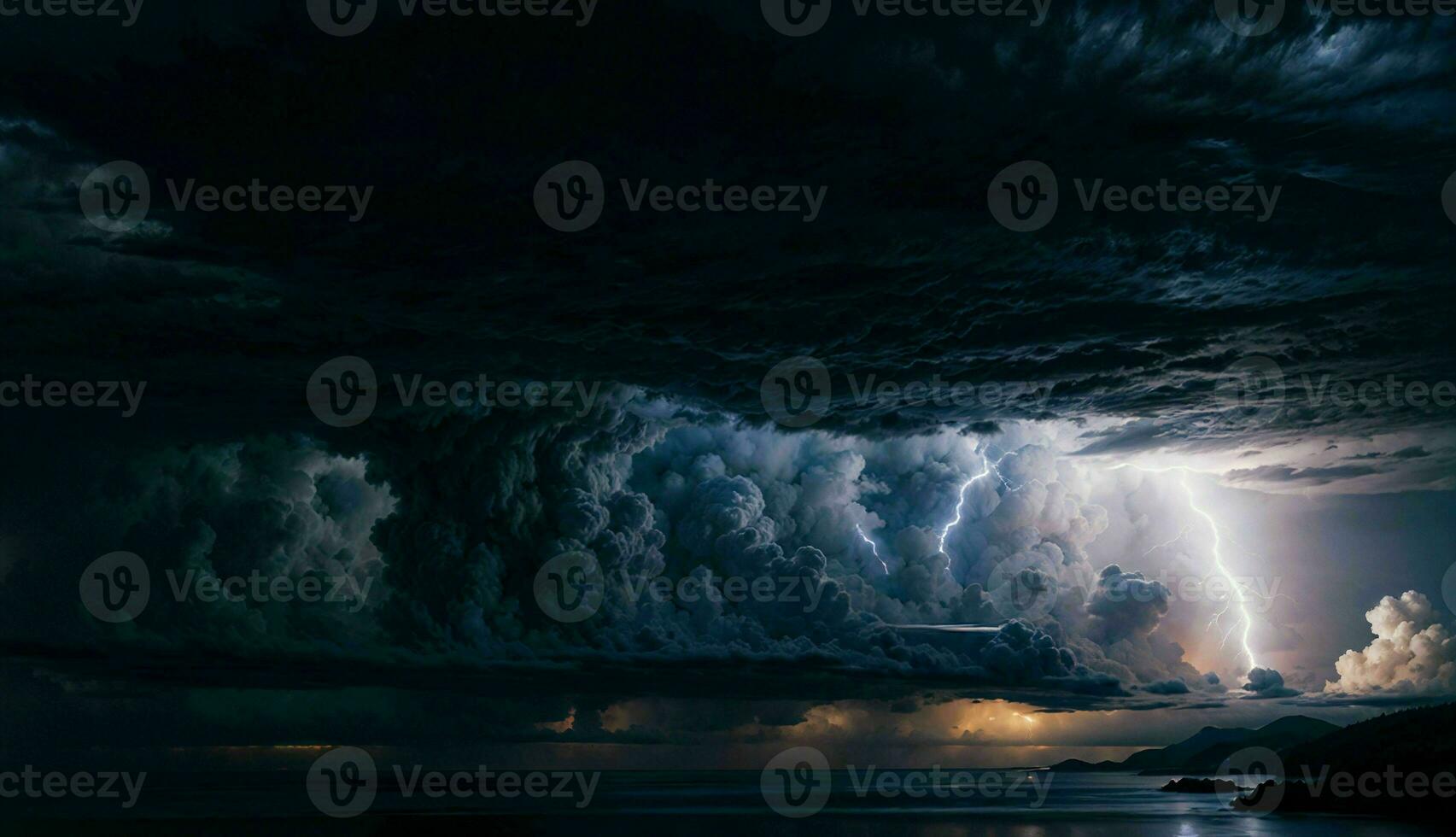 eletrizante céu uma dramático tormentoso cloudscape ai gerado foto