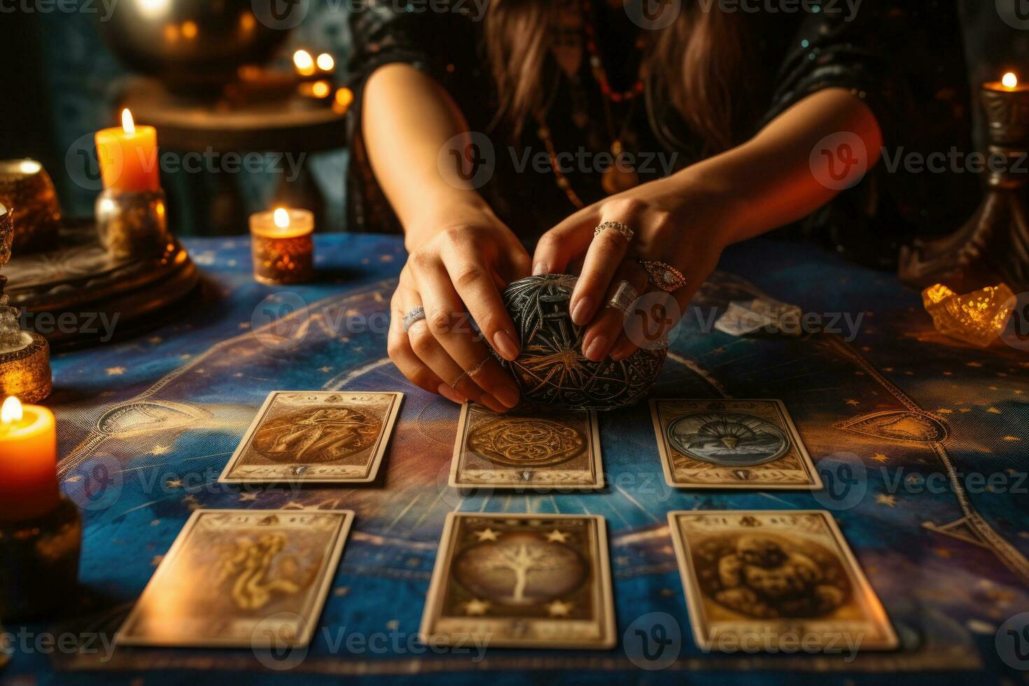 fortuna caixa lê tarot cartões. generativo ai foto