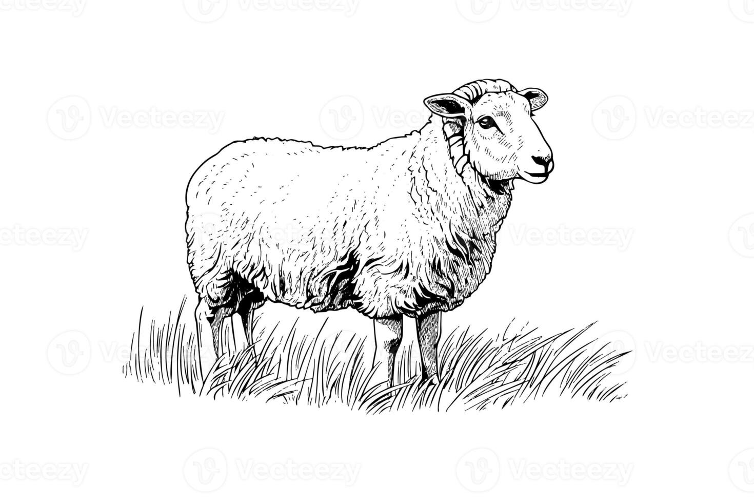 fofa ovelha ou Cordeiro gravação estilo vetor ilustração. realista imagem. foto