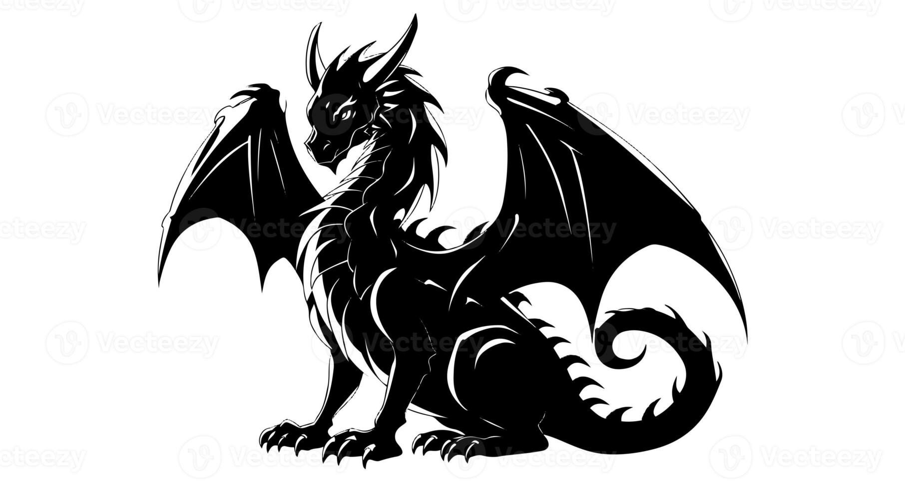 gráfico silhueta do Preto Dragão isolado em branco fundo. vetor ilustração . foto