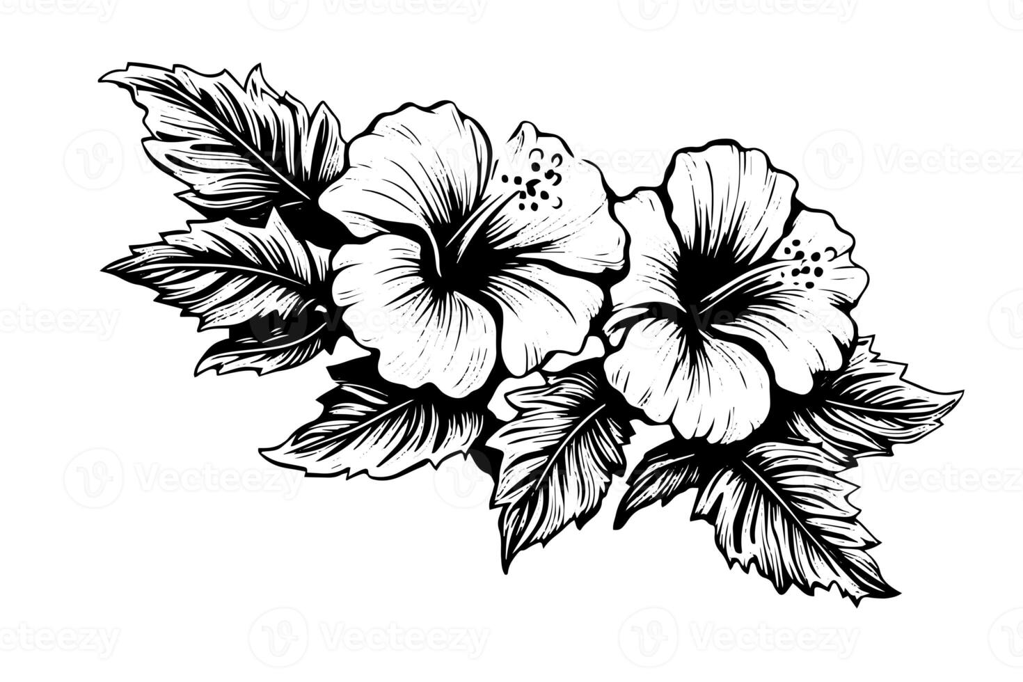 hibisco flores dentro uma vintage xilogravura gravado gravura estilo. vetor ilustração. foto