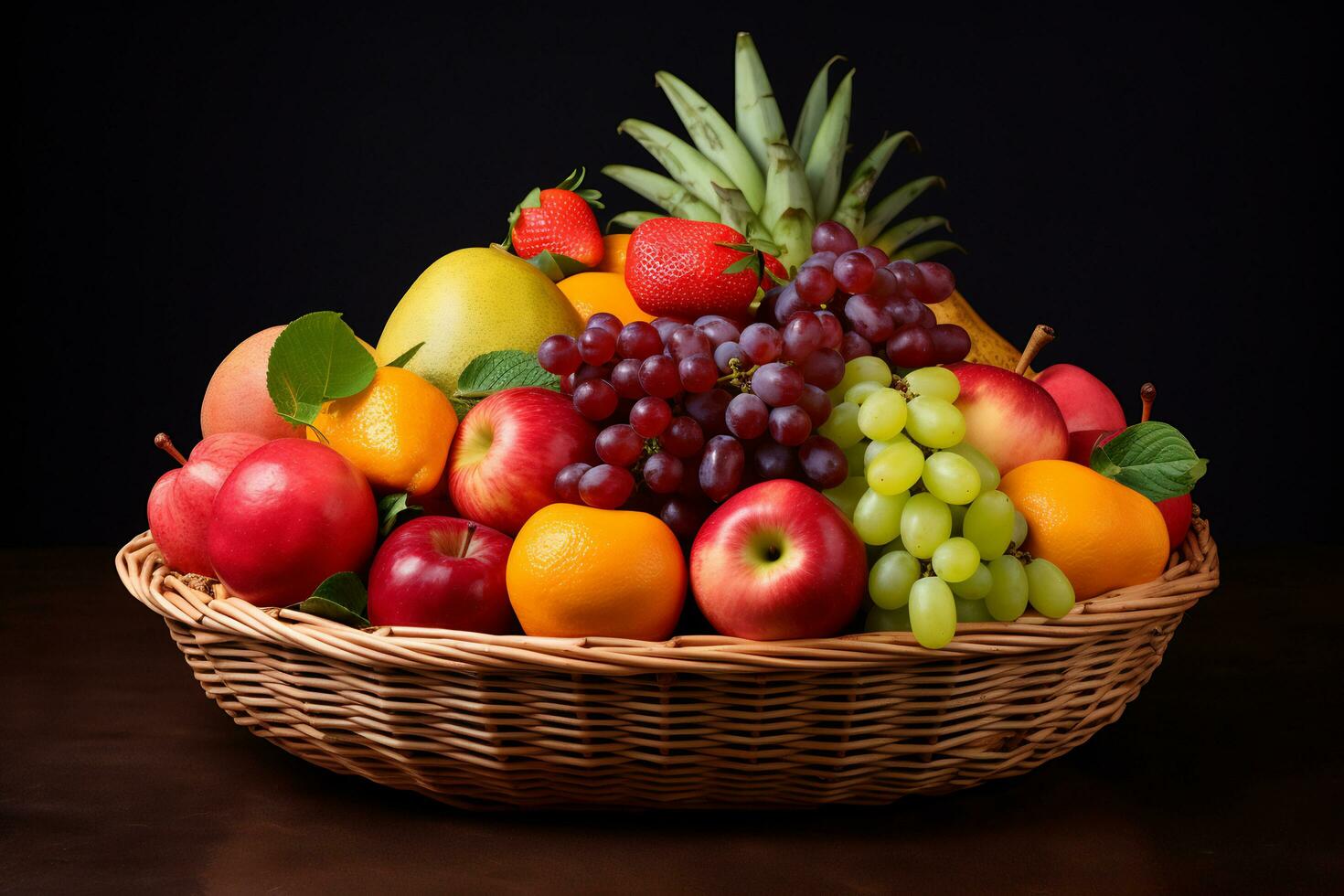 fresco e vibrante fruta dentro uma cesta foto