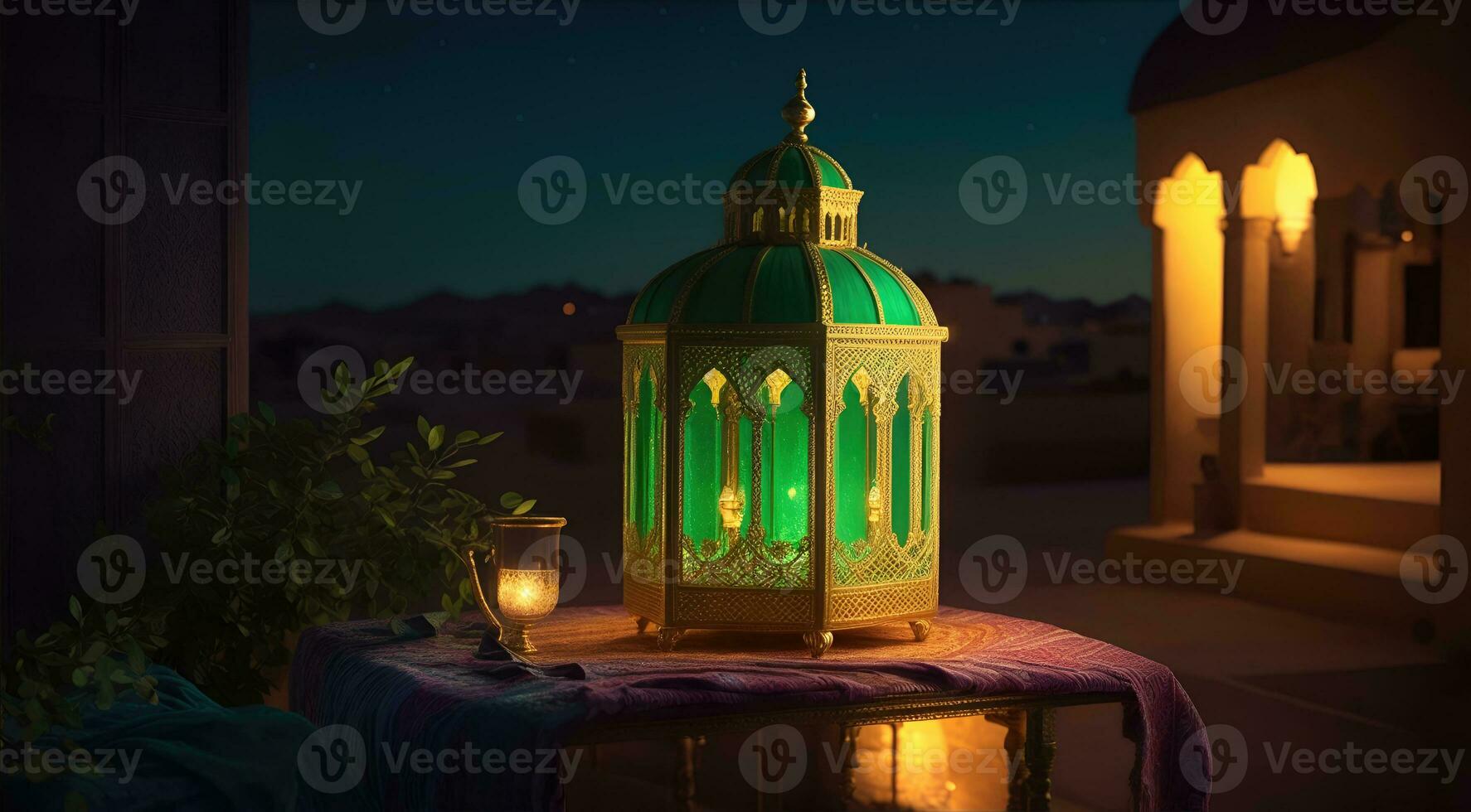 islâmico lanterna ouro para elemento islâmico evento e celebração foto
