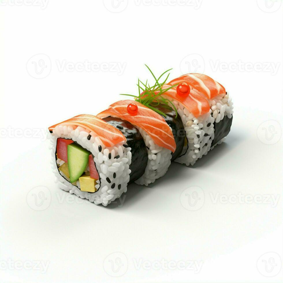 ai generativo Alto qualidade do 3d estilo Projeto do futomaki Sushi com branco fundo foto