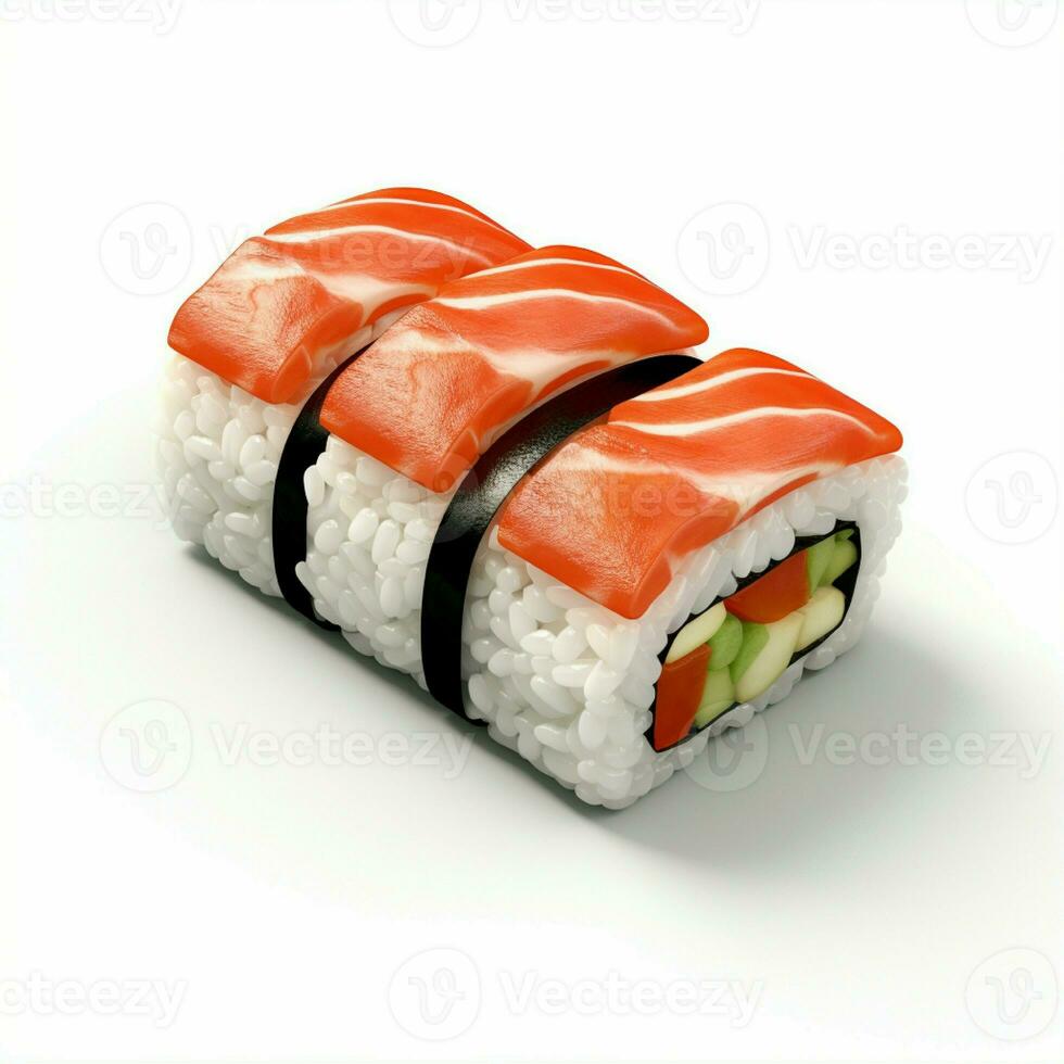 Alto qualidade do 3d estilo Projeto do futomaki Sushi com branco fundo foto