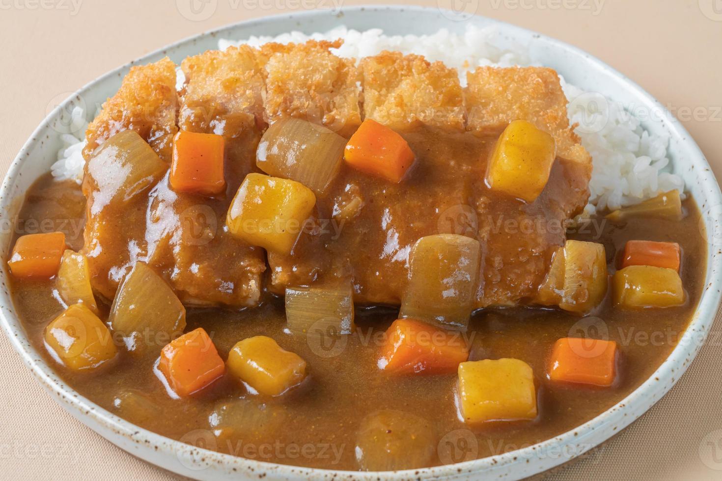 Costeleta de frango frito ao curry com arroz - comida japonesa foto
