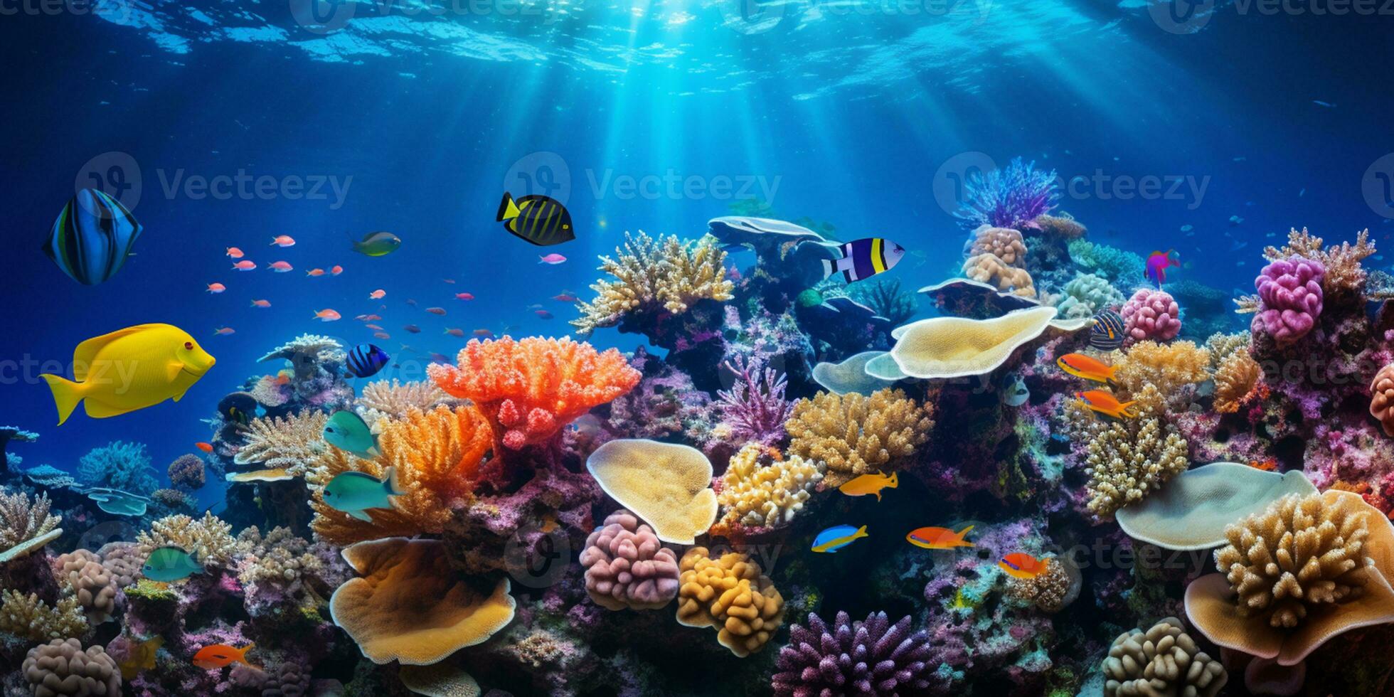 embaixo da agua imagem representando a vibrante marinho vida. ai gerado foto
