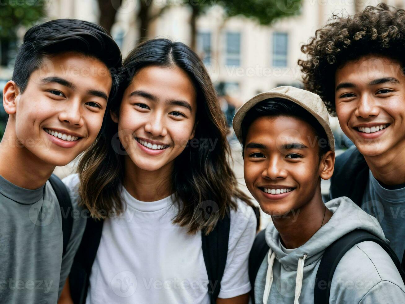 foto do grupo Adolescência fresco aluna às universidade, generativo ai