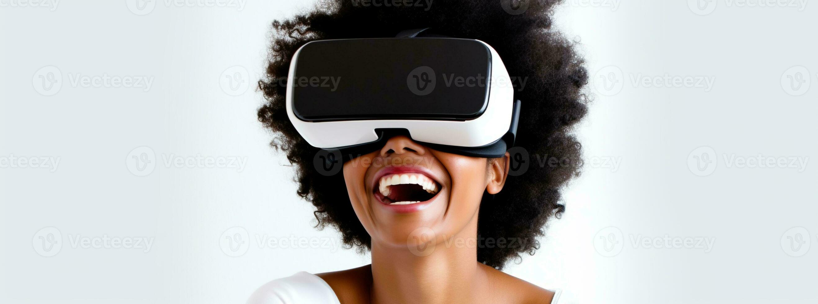 ilustração do uma pessoa vestindo uma virtual realidade vr fone de ouvido, ai gerado. foto