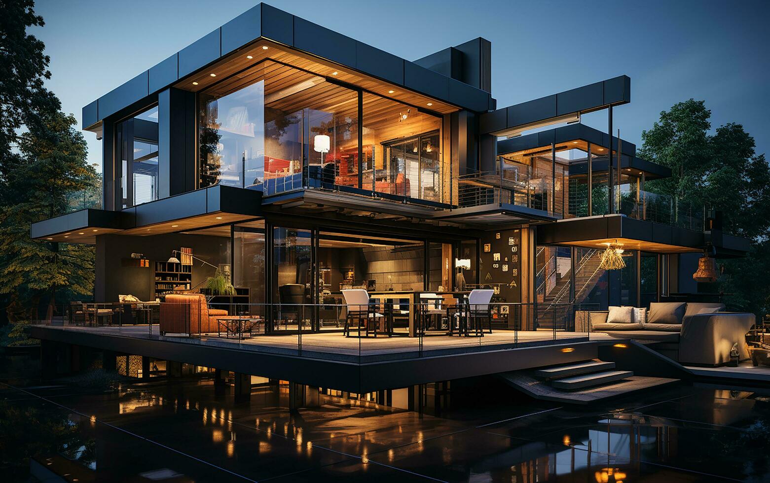 único industrial arquitetura casa dentro luz do dia, foto-realista ai generativo foto