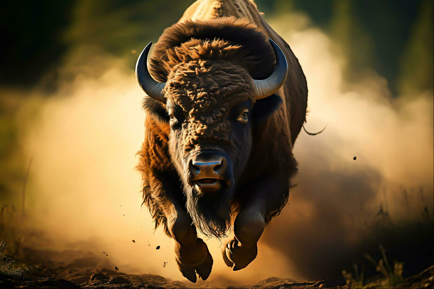 búfalo poderoso símbolos do da natureza majestade, generativo ai foto