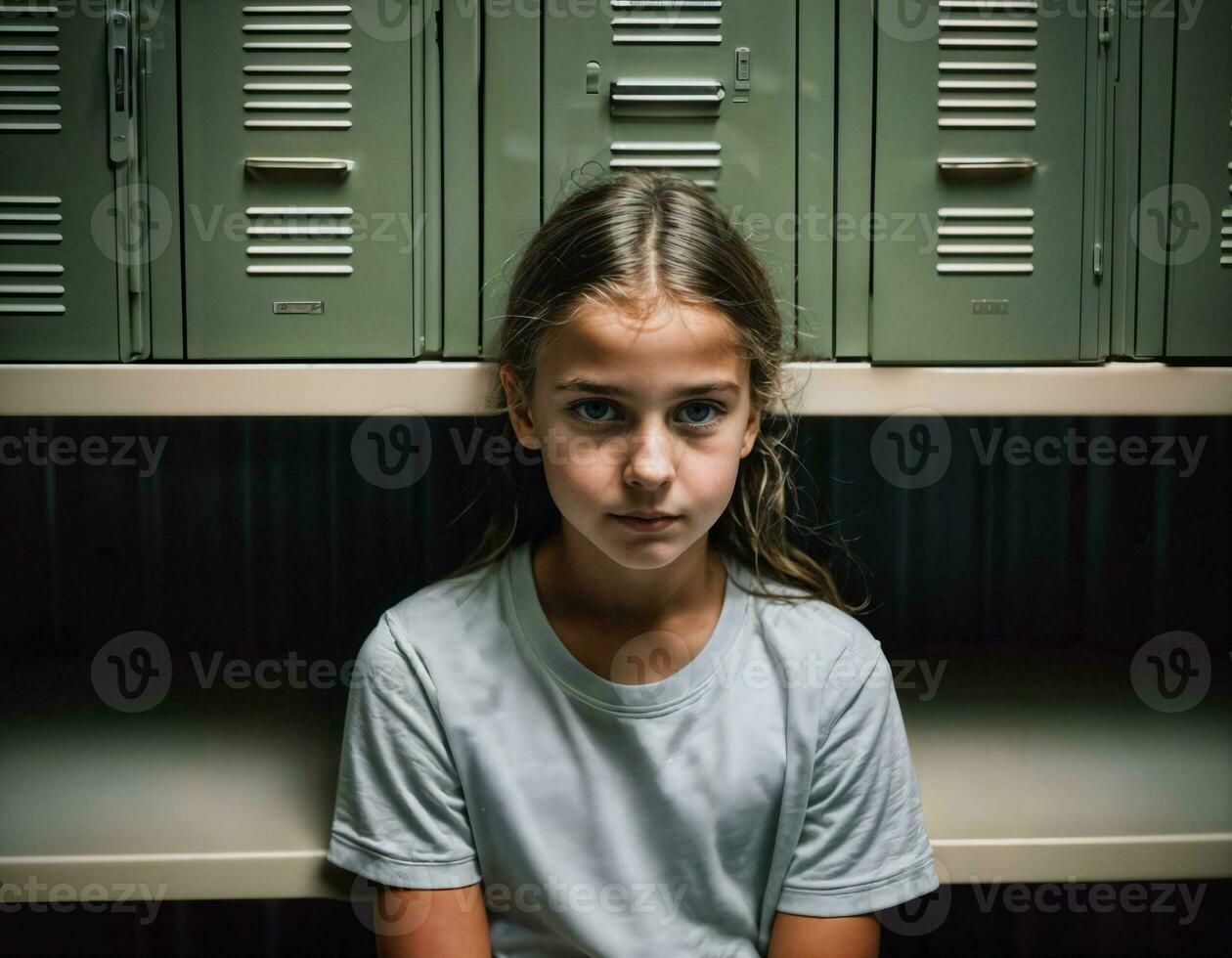foto do assustador menina criança dentro armário sala, generativo ai