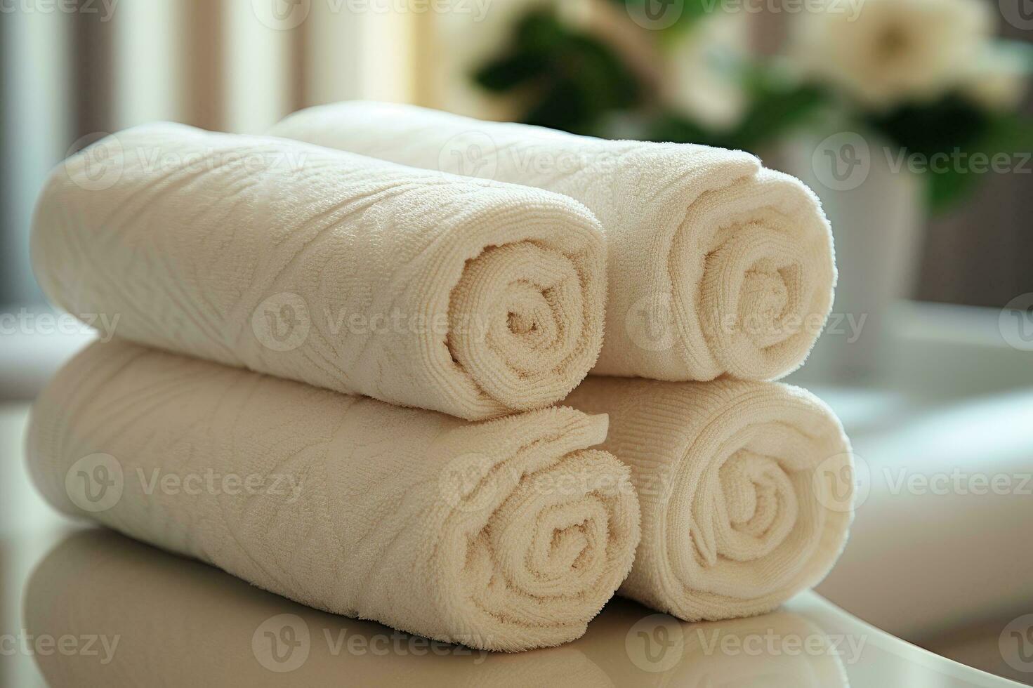 enrolado e preparado toalhas para convidado usar. foto