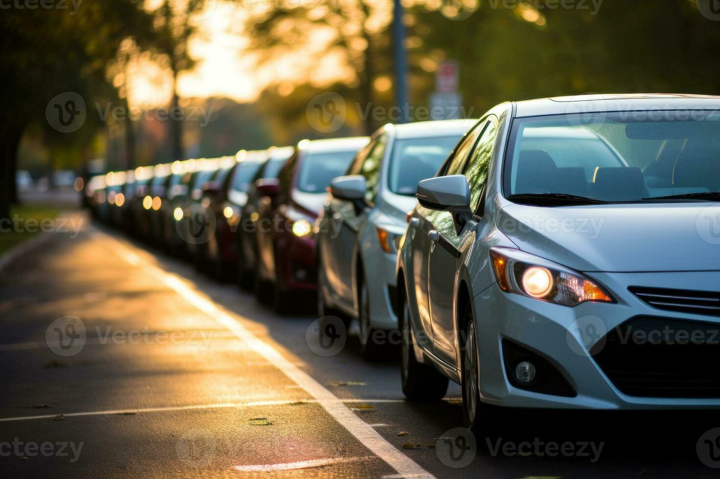 fila carros em a estrada, tráfego geléia generativo ai foto