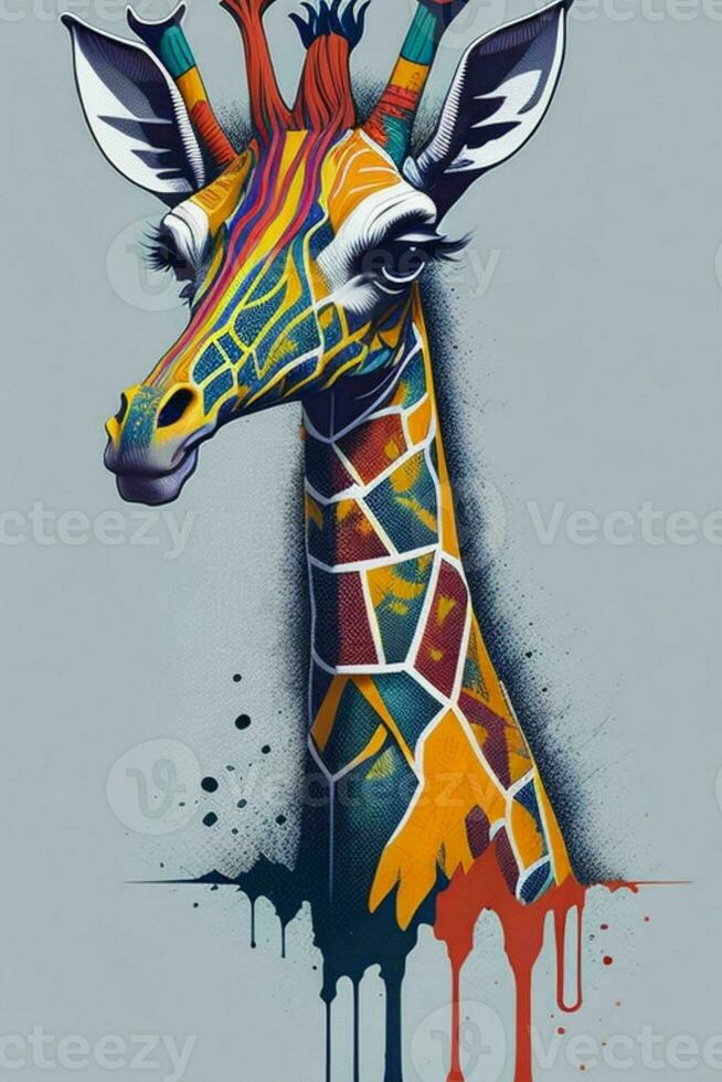 uma detalhado ilustração do uma girafa para uma camiseta projeto, papel de parede, e moda foto